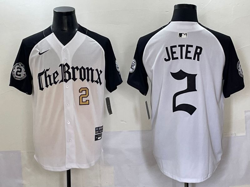 Men 2025 New York Yankees 2 Jeter White black Five generations Joint Name Nike MLB Jersey style 52